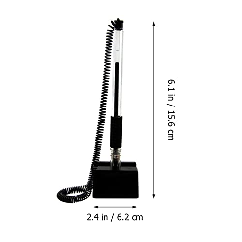 Nuobesty 6Pcs Secure Counter Pens With Adhesive Chain Desktop Gel Ink Pen Security Pen Holder Stand Type Counter Coil Pen Spring Joint Reception Desk Pen #TOP6