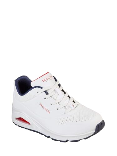 Skechers Damen UNO Stand ON AIR Sneakers, WNVR White Durabuck / navy & red trimm, 40 EU