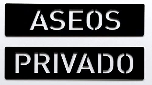 GOYAPRINT Aseos Cartel en Relieve Pack Aseos y Privado para Puertas Cartel Baños Señales WC Mujer Hombre Discapacitado Aseos Privado. (Metacrilato Aseos/Privado)