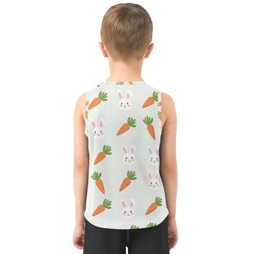 J JOYSAY Cartoon Rabbit Carrot Boys Tank Top Sleeveless Muscle Shirts Quick Dry Active Workout Sport Kids T-Shirts 3-15T3