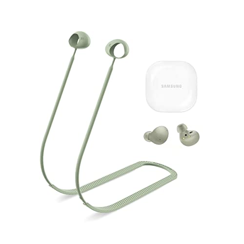 SUIHUOJI for Galaxy Buds 2 Strap, Soft Silicone Special Anti-Skid Design Sports Anti Lost Strap Lanyard Accessories ONLY Compatible with Samsung Galaxy Buds 2 Earbuds Neck Rope Cord - Grey Green