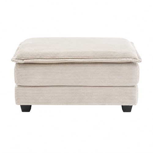 Image of Corduroy Ottoman for Sectional Sofa Couch for Living Room, Apartment, Beige