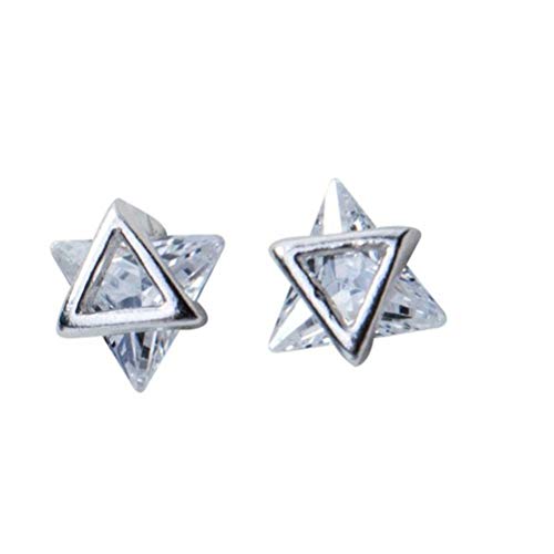 Boucles d'oreilles S925 triangle diamant géométrique blanc précieux