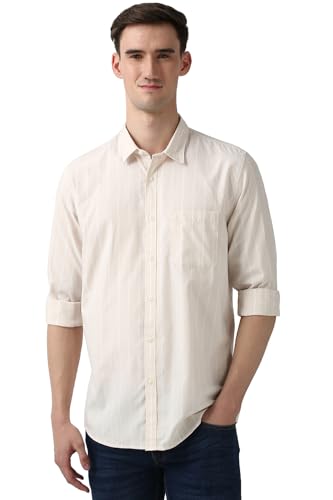Image of Peter England Men Cotton Slim Fit Stripe Shirt