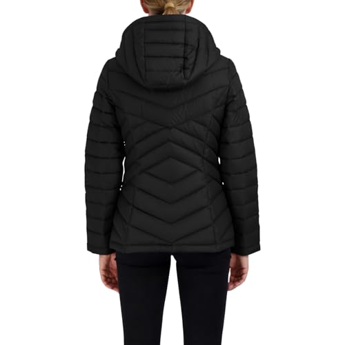 Nautica Women's Short Stretch Lightweight Puffer Jacket with Removeable Hood3