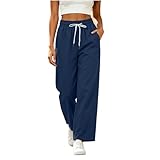 Beessbest Womens Faux Cotton Linen Pants Summer High...