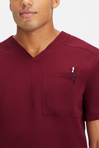Image of Fabletics Men's Helix 1-Pocket Scrub Top - MotionTech, Wrinkle-Resist, Chest Pocket, Anti-Shrink, Semi-Slim Fit