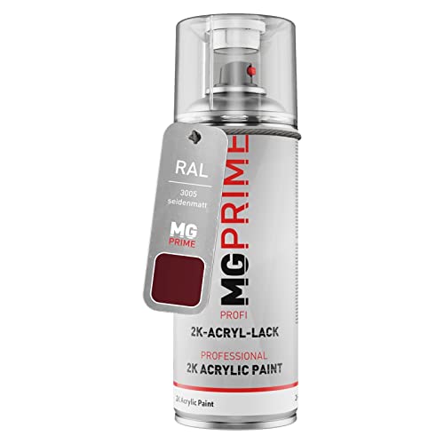 MG PRIME RAL 3005 Weinrot/Wine red seidenmatt 2K Acryl Spraydose Sprühdose 400 ml schnelltrocknend