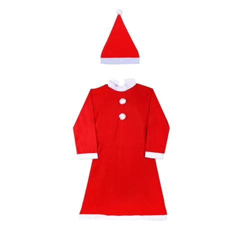 ARBUTUS Disfarce de mãe Natal vestido menina cosplay Pai Natal 2 peças vestido e gorro. 0-12 Meses