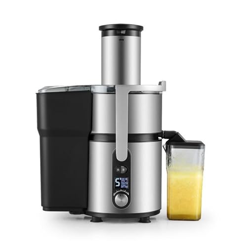 Exprimidor centrífugo de acero inoxidable con ajuste de 5 velocidades para separación de residuos de jugo, ideal para tiendas de bebidas y cocinas