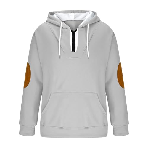 Hoodies for Men Quarter Zip Pullover Oversized Vintage Solid Long Sleeve Workout Hoodie Sweatshirt With Pockets4