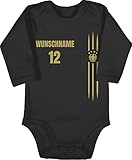 Baby Body langarm Mädchen Junge - 2026 Fussball WM Fanartikel - Deutschland Name und Nummer - 12/18 Monate - Schwarz - em triko fußball germany strampler fan-trikot europa-meisterschaft deutsch