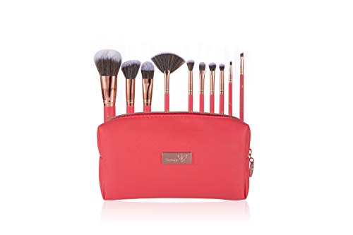 Kit pincel maquiagem profissional com 10 pincéis e estojo (necessaire) - Daroge