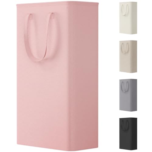 Image of Lifewit Slim Collapsible Laundry Basket with Handles, 65L, Pink