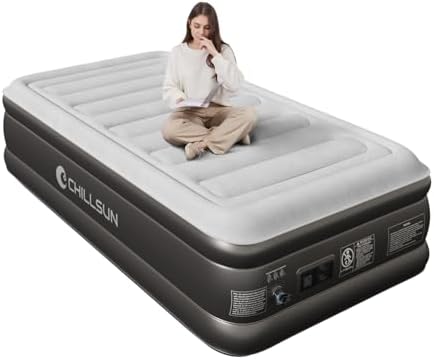 CHILLSUN Luftbett, Luftmatratze 1Personen 190x100x46 cm, Aufblasbare Matratze mit Elektrischer Pumpe, Extra Dicke wasserdichte Beflockte Oberfläche, Leicht Verstaubar für Camping &