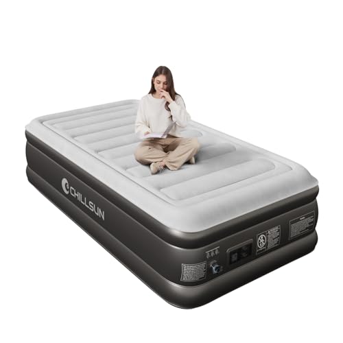 CHILLSUN Letto Gonfiabile, Materasso Singolo Gonfiabile con Pompa Automatica, 190x100x46cm,
