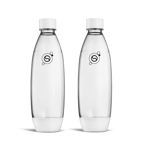 sodastream White 1L Slim Carbonating Bottles Twin Pack, Pack of 2