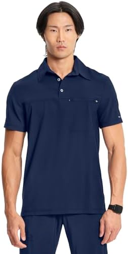 Cherokee Infinity Polo Mens Scrub Top Zip Chest Pocket 360 Stretch