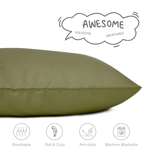 Image of EXQ Home Toddler Pillowcases 13x18 Travel Pillow Case Set of 2, Small Pillow Case Fits Baby Pillow Sized 12x16, 13x18, Kids Pillowcases 2 Pack Machine Washable with Envelope Closure(Olive Green)