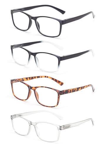 Foxmook 4 Pack Stylish Blue Light Blocking Reading Glasses cover