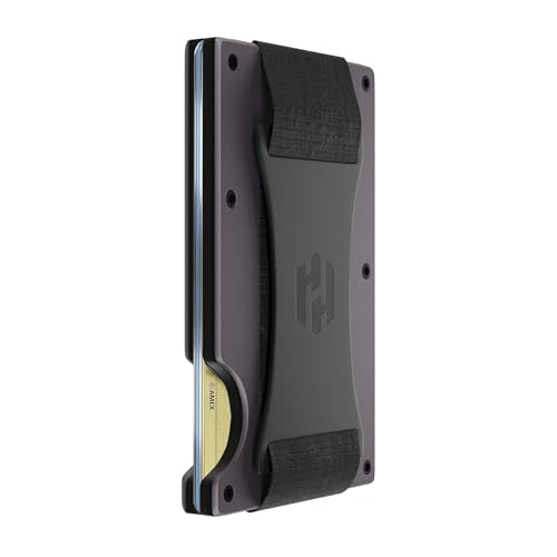 Hayvenhurst Wallet For Men - Reinvented Design Men's Wallet - Slim, Minimalistic & Seamless Card Case, Blocks RFID Scanners, Holds 12 Cards, Gunmetal, 10.9 cm x 8.6 cm x 1.9 cm, Cash Strap
