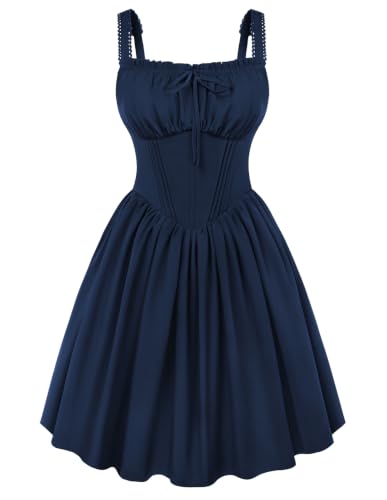 SCARLET DARKNESS Corset Mini Dress Adjustable Straps Sundress with Pockets