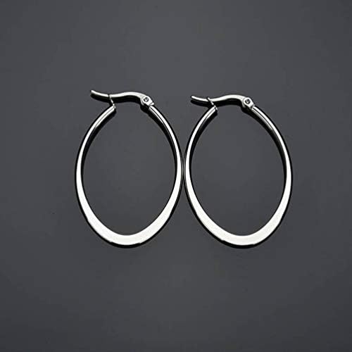Oval Hoop Earrings Surgical Titanium Stainless Steel Hypoallergenic Circle Round Hoop Earrings for Women