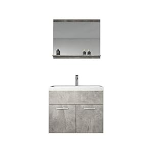 Badkamermeubelset Montreal 02 60 cm wastafel betongrijs – spiegel meubel badkamermeubel