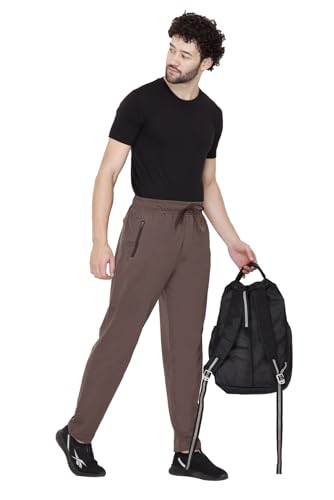 Image of Cotton Lowers for Men, Regular Fit, Zip Pocket, Night Pant, Joggers, Sports Trousers, Gym n Lounge Wear Track Pant for Boys Cambrige Brown L