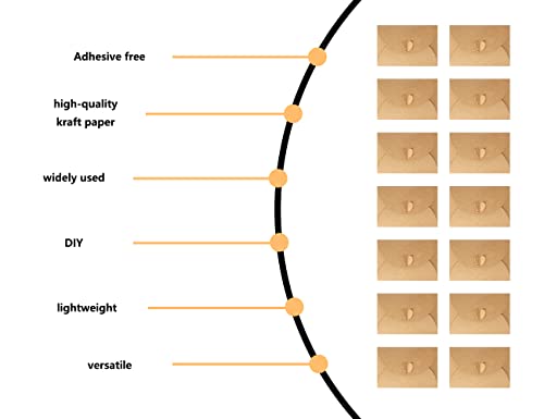 KAPSING 14 Stück mini Briefumschläge mit Blanko zum Selbstgestalten Herz Schloss Kraftpapier Umschläge Karten Gutscheine zum Selber Ausfüllen Kärtchen zum Beschriften für Geschenkkarten DIY Graffiti