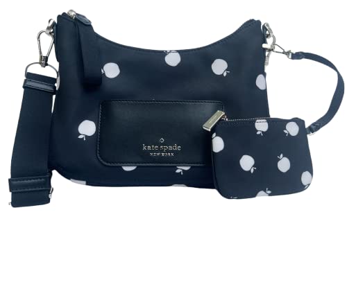 Kate Spade Chelsea Camera Bag W Coin Pouch Change Purse Black Apple Nylon #TOP24