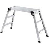 イーサプライ アルミ足場台 洗車台 3段 高さ70cm ハイタイプ 耐荷重150kg 天板76cm×30cm 軽量4kg 折りたたみ 幅広ステップ 踏み台 脚立 シルバー EEX-KYA25