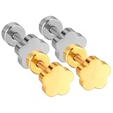 Genérico Pendientes de Flores Acero Inoxidable para Mujer Cierre de Rosca Livianos y Resistentes, 2 Pares para Bodas y Fiestas