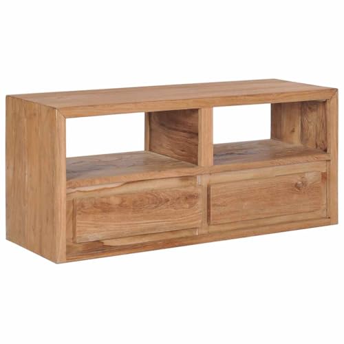 vidaXL Meuble TV Etagère Armoire Basse Armoire HiFi Mobilier TV Meuble Multimédia Armoire Stéréo Salon Maison 90x30x40 cm Bois de Teck Massif
