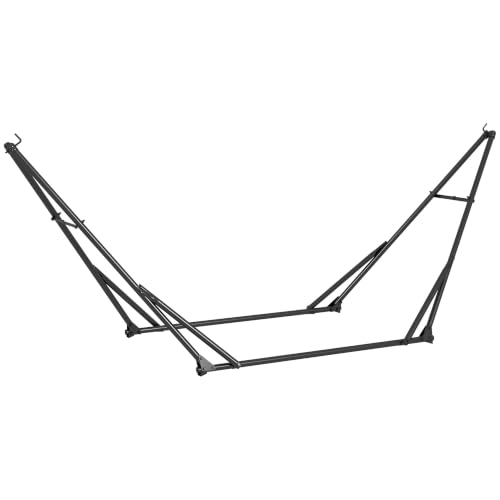 Image of Outsunny Foldable Hammock Stand Only Portable 2 in 1 120kg Load Black