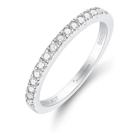 SILVERNANA Moissanite Wedding Band 925 Sterling Silver Half Eternity Wedding Ring 0.3CT Moissanite Diamond Stackable Promise Ring for Women Size 6.5 Cover