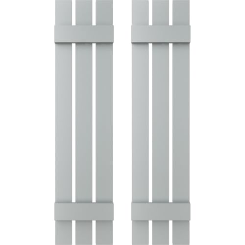 12 in. W x 39 in. H Builders Edge, Standard Three Board Spaced, Board-n-Batten Shutters, Includes Matching Installation Spikes (Per Pair), 945 - Platinum