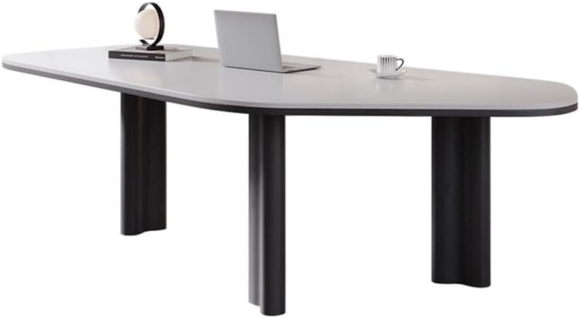Modern Conference Desk with Solid Wood Legs, 140cm Office Table for Home Office - Slish Bureau d'ordinateur for Worpace Efficiency and Comfort