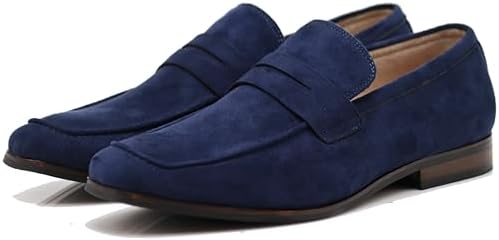 Enzo Romeo MHG Men's Business Casual Formal Vegan Suede Loafers Slip On Driving Dress Shoes (12, Navy Blue 02) — view 7