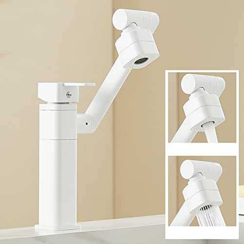 Robinet de lavabo pivotant blanc mitigeur moderne laiton - 4