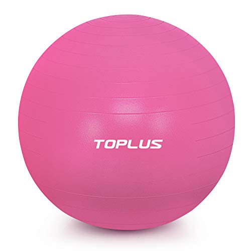 TOPLUS Balón de fitness Yoga, pelota de ejercicio para yoga, pilates, fitness, antiestallidos y muy gruesos, 65 cm, color rosa