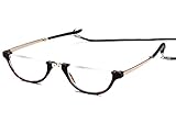 Agstum Mens Womens Half Moon Foldable Reading Glasses with Portable Case (Tortoise shell, 3.0)
