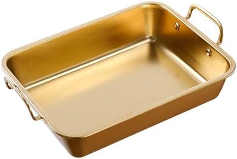 Stainless Steel Deep Roasting Pan 30cm - Versatile Lasagna & Baking Tray, Perfect for Thanksgiving & Christmas, Ideal for Roast Chicken & Beef, Elegant Gold Finish