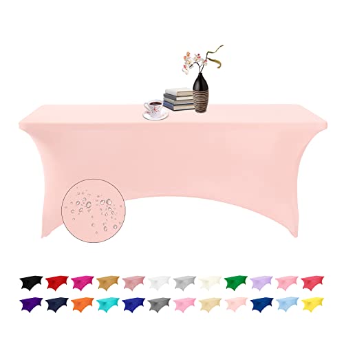 eccwai Spandex 6ft Waterproof Table Cover for Party,Wedding, Banquet, and Events(Blush Pink) by eccwai - Used condition - US$13.47