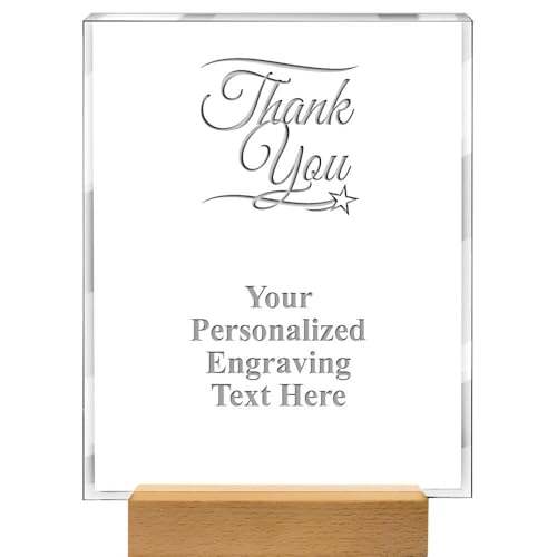 Crown Awards Thank You Custom Acrylic Trophy, 10" Showcase Acrylic Printed Trophy Thank You Corporate Award