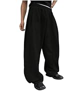 OYOANGLE Men's Baggy Sweatpants Drawstring Elastic Waist Loose Wide Leg Athletic Sweat Pants with...