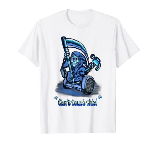 T-shirt divertida de Musical Buff Grim On A Segway t-shirt, Azul, S