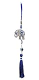 LUCKBOOSTIUM Silver Elephant w/ Blue, White & Black Resin Evil Eye Beads Tassels Charms - Lucky Evil...