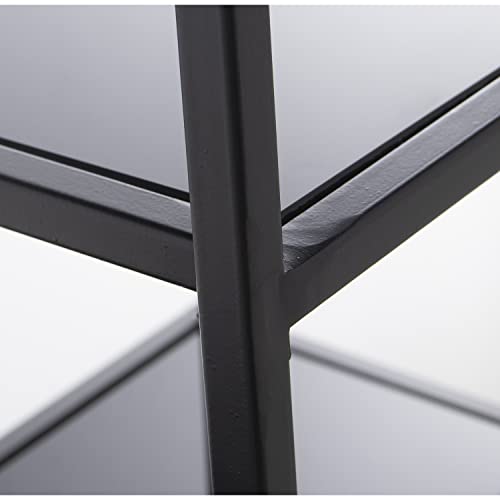 DRW Eingangstisch aus Metall mit Glasablagen in Schwarz 100 x 30 x 85 cm, Mehrfarbig, Grande
