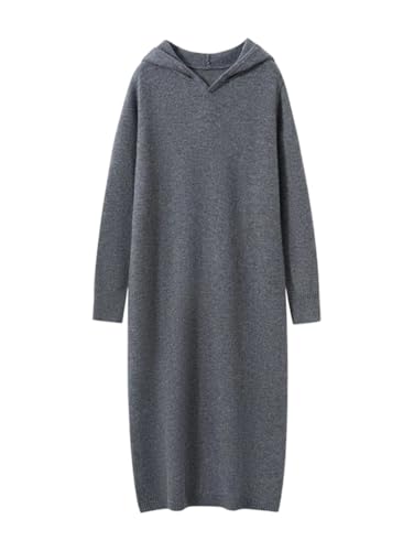 Women’s Knitted Dress Autumn Winter Hooded Loose Fit Straight Pullover